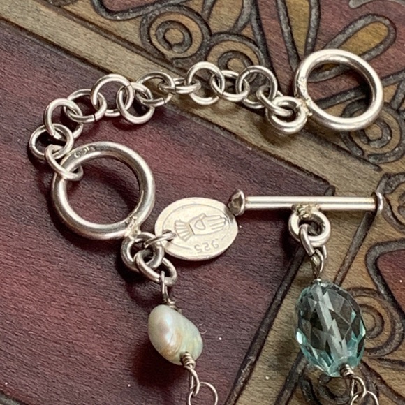 SET,Sterling Silver freshwater pearl Amazonite Necklace and earrings - Picture 4 of 9